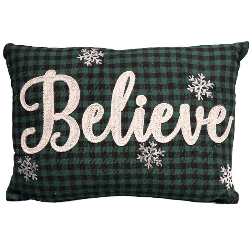 Buffalo Plaid‎ Christmas Holiday Believe Lumbar Pillows